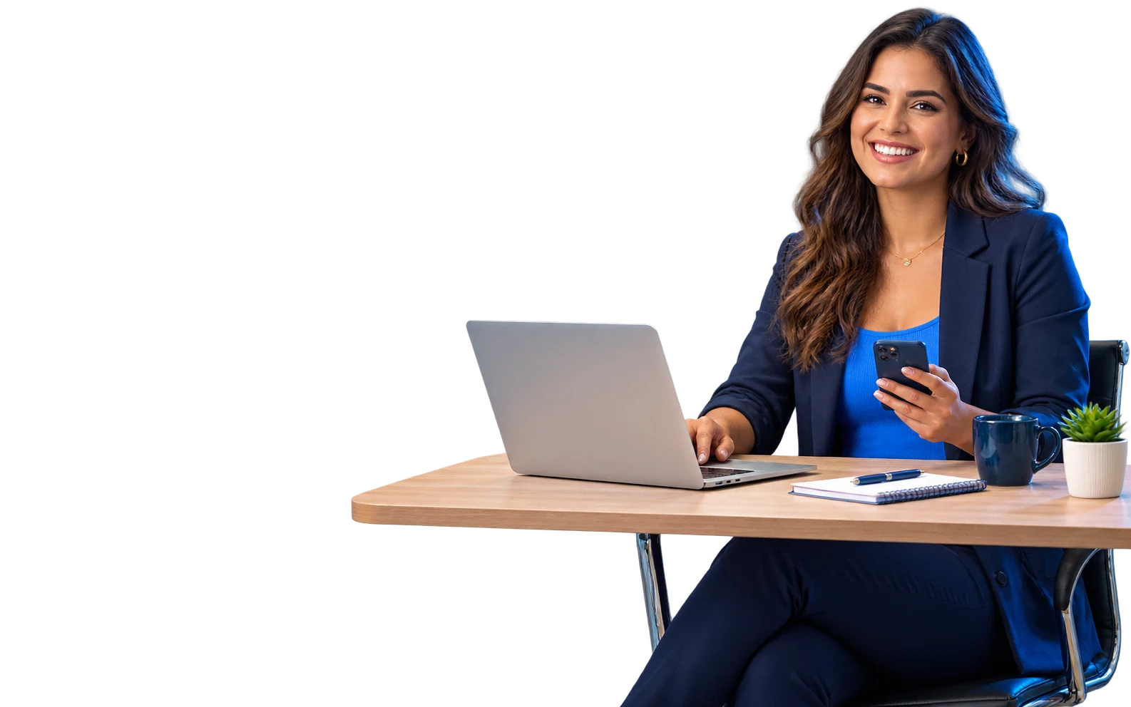Empreendedora trabalhando no site do seu negócio