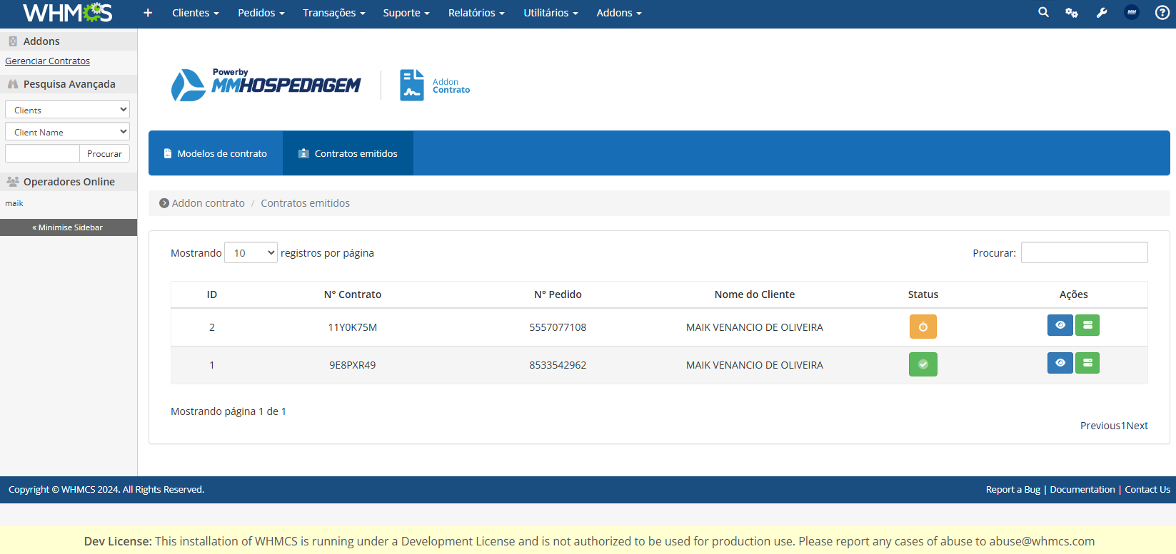 Addon Contrato