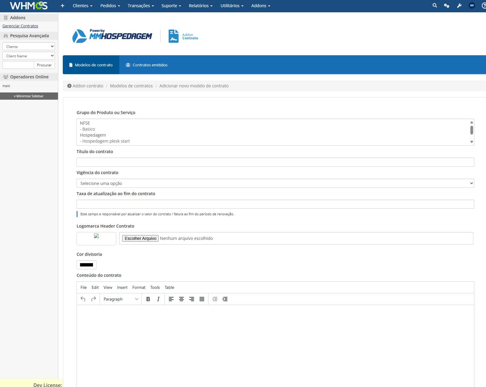 Addon Contrato