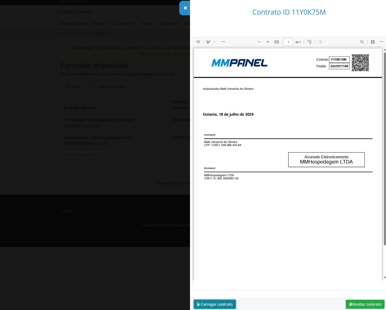 Addon Contrato