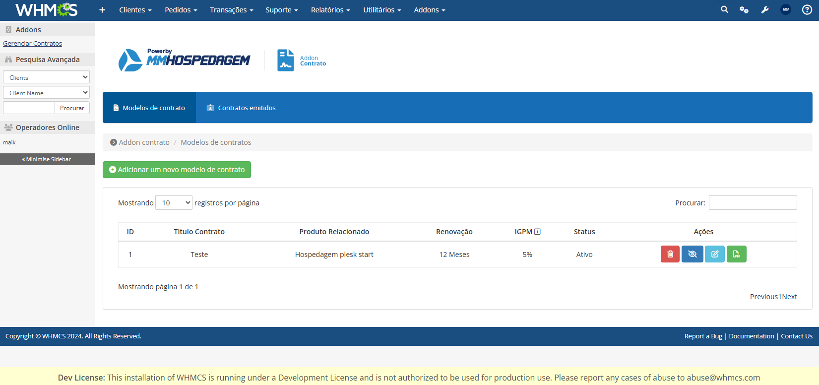 Addon Contrato