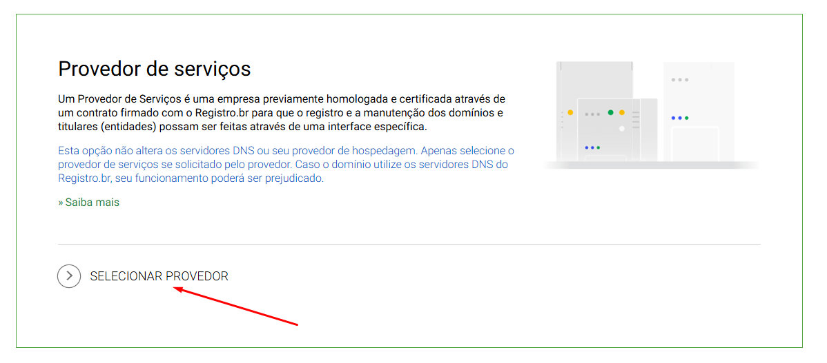 Etapa 1 para alterar o provedor no Registro.br